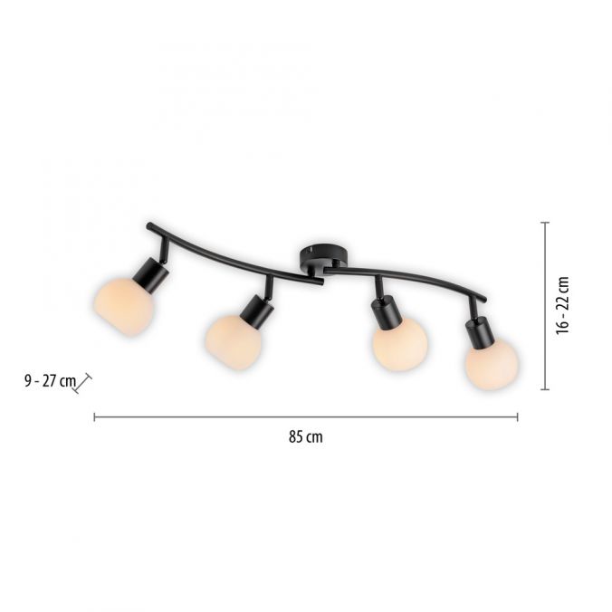 Paul Neuhaus LED Deckenleuchte schwarz 4 flammig schwenkbar Opalglas Spots Schlafzimmer Flur Jubiläumsangebot