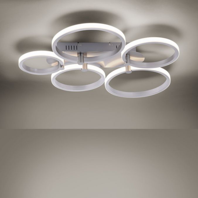 Paul Neuhaus LED Deckenleuchte silber 5-flammig, modern, Ring, futuristisch Lagerräumung