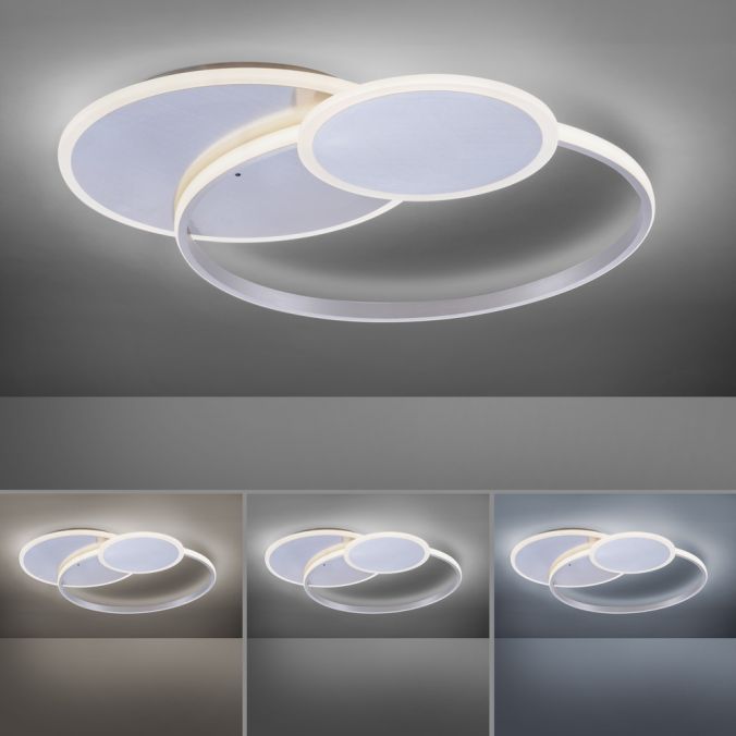 Paul Neuhaus LED Deckenleuchte, stahlfarben, rund, Lichtfarbensteuerung, Dimmfunktion Top Angebot