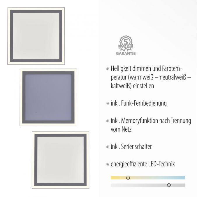 Paul Neuhaus LED Panel, Deckenleuchte, weiß, dimmbar, Farbtemperatursteuerung Online Outlet