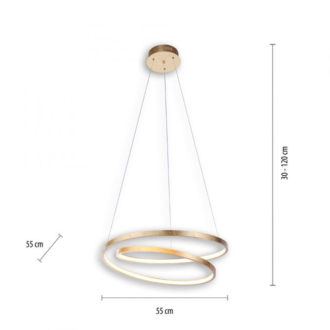 Paul Neuhaus LED-Pendelleuchte, gold, geschwungener Leuchtring, Dimmfunktion, modern Blitzangebot