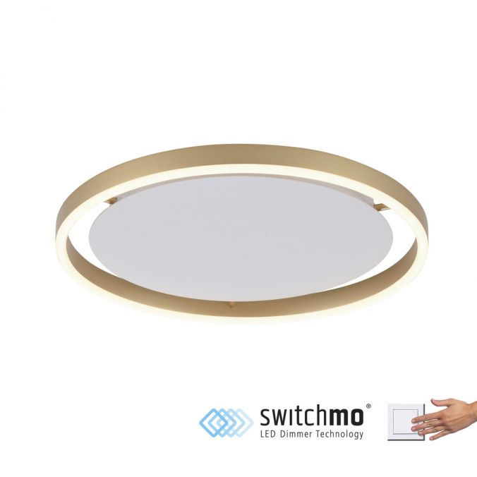 Paul Neuhaus LED Deckenleuchte messing matt rund Ø40cm dimmbar Switchmo warmweiß