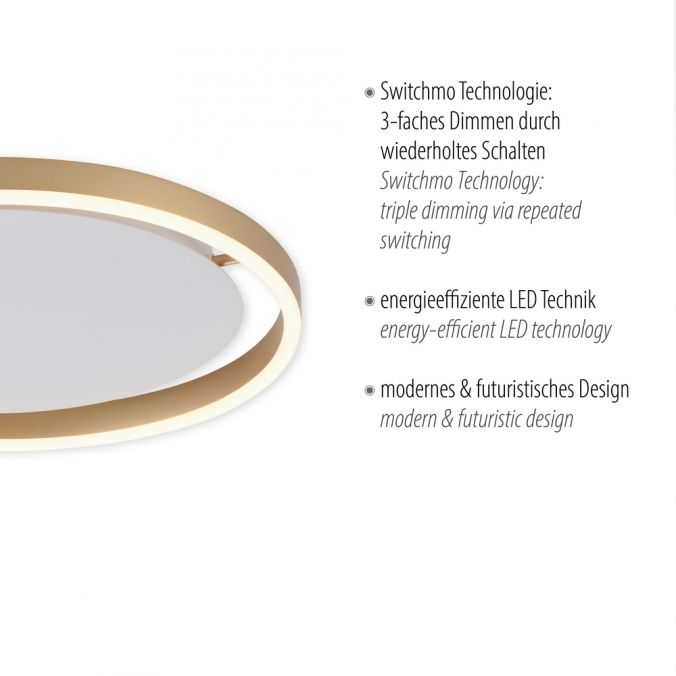 Paul Neuhaus LED Deckenleuchte messing matt rund Ø40cm dimmbar Switchmo warmweiß Bestseller