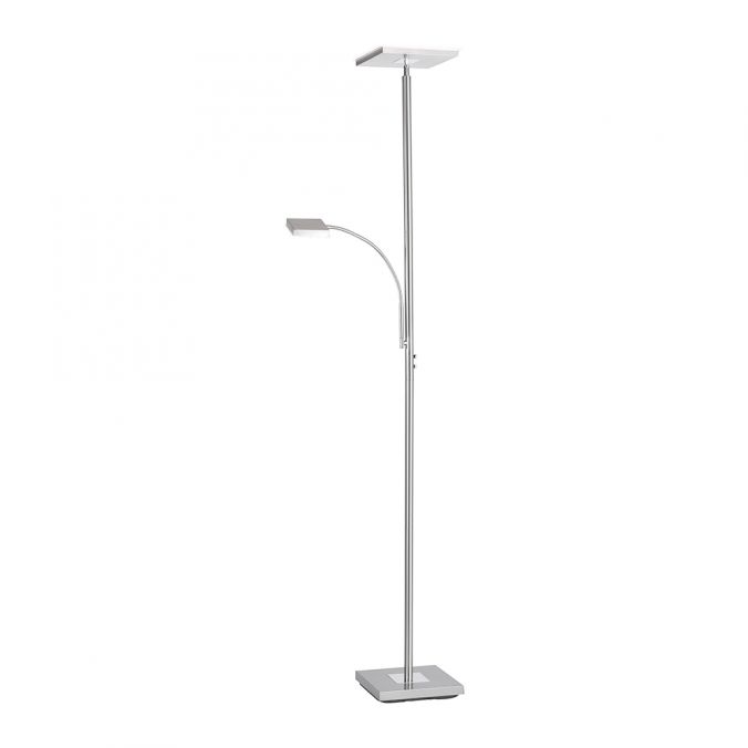 Paul Neuhaus LED-Deckenfluter, stahlfarbig, dimmbar, Touchdimmer, Leselampe