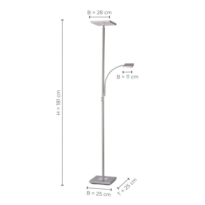 Paul Neuhaus LED-Deckenfluter, stahlfarbig, dimmbar, Touchdimmer, Leselampe Saisonale Angebote