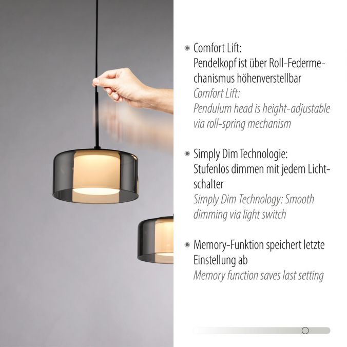 Paul Neuhaus Pendelleuchte LED RIKA 7 flammig schwarz Comfort Lift Simply Dim Tägliche Deals