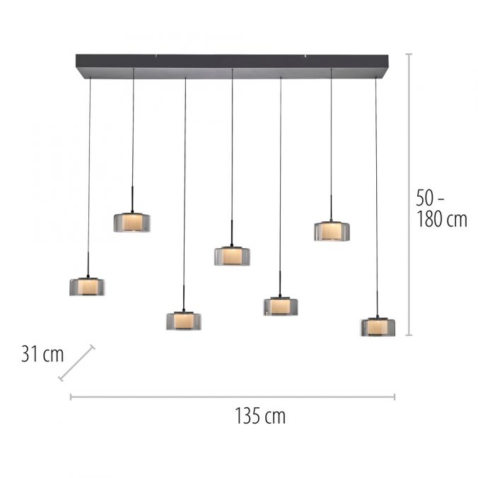 Paul Neuhaus Pendelleuchte LED RIKA 7 flammig schwarz Comfort Lift Simply Dim Tägliche Deals
