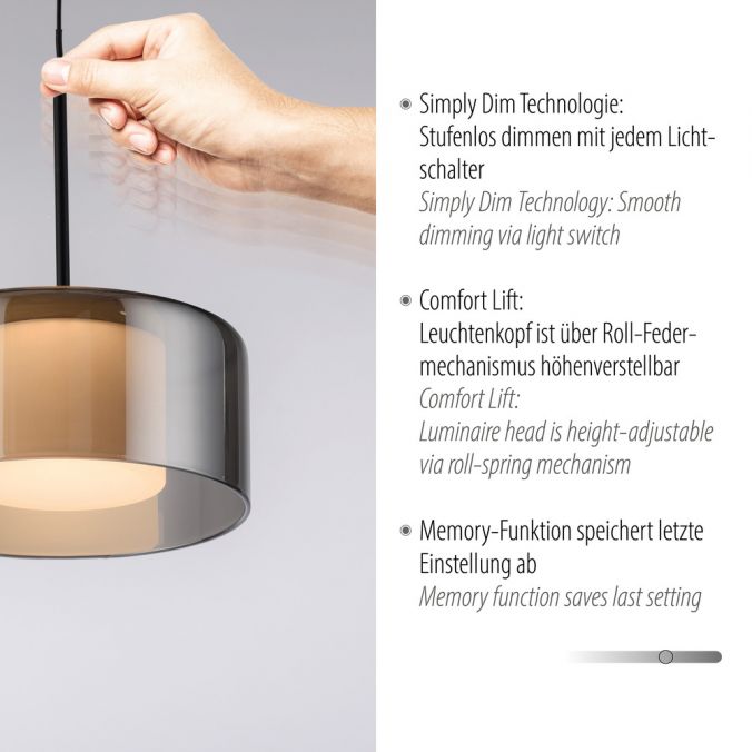 Paul Neuhaus Pendelleuchte LED RIKA 1 flammig schwarz Comfort Lift Simply Dim Riesige Ersparnisse
