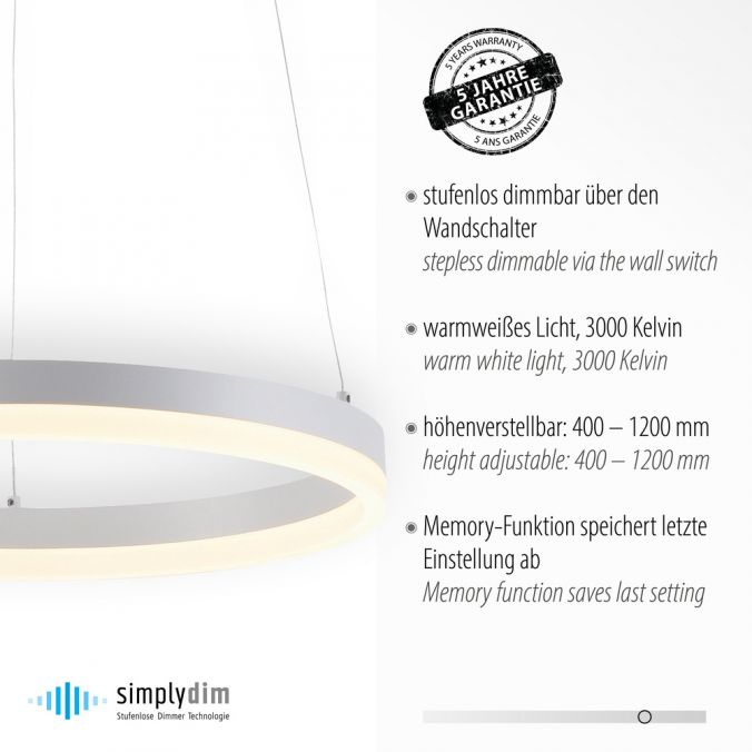 Paul Neuhaus LED Pendelleuchte 40x40 weiss rund dimmbar Memoryfunktion modern Bis zu 60% Rabatt