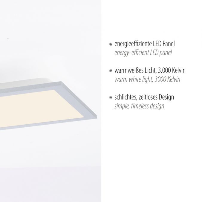 Paul Neuhaus LED Deckenlampe silberfarbig energiesparend rechteckig 80x25 cm warmweiß Bis zu 65% Rabatt