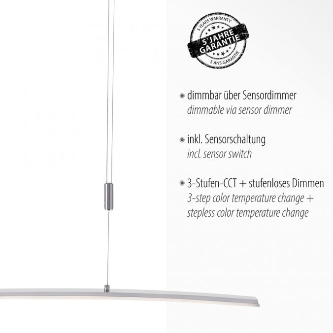 Paul Neuhaus LED Pendelleuchte stahlfarben, Sensor, CCT, stufenlos dimmbar Sonderangebot der Fabrik