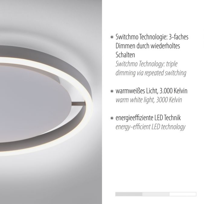 Paul Neuhaus LED Deckenleuchte, rund, aluminium, dimmbar über Wandschalter Vierteljährliche Förderung