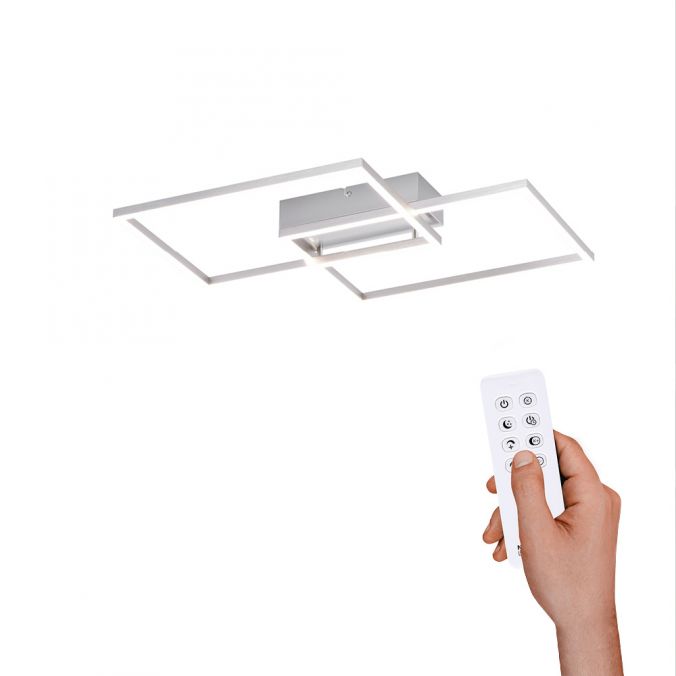 Paul Neuhaus LED-Deckenleuchte, stahlfarben, modern, 2 Leuchtrahmen, CCT-Steuerung Super Rabatt