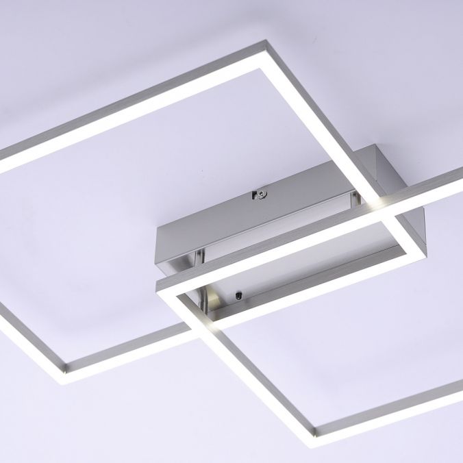 Paul Neuhaus LED-Deckenleuchte, stahlfarben, modern, 2 Leuchtrahmen, CCT-Steuerung Super Rabatt