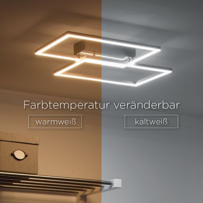 Paul Neuhaus LED-Deckenleuchte, stahlfarben, modern, 2 Leuchtrahmen, CCT-Steuerung Super Rabatt