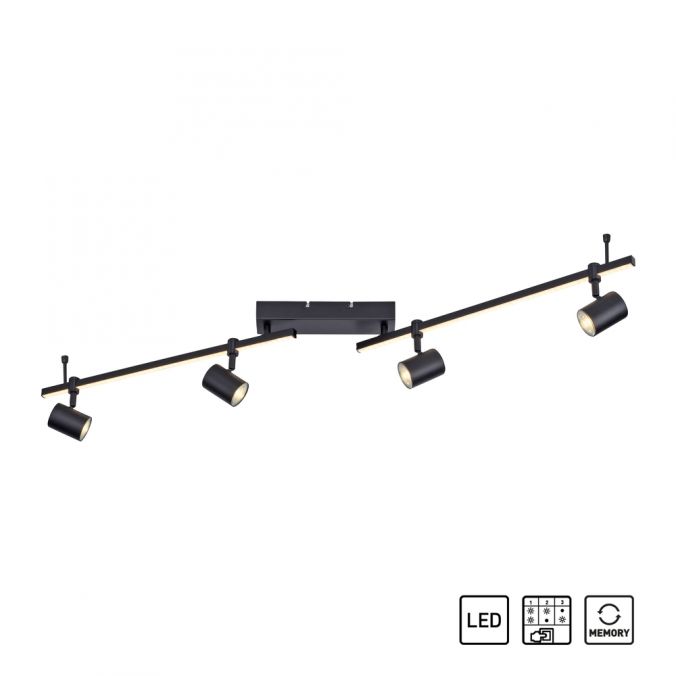 Paul Neuhaus LED Deckenlampe 4 flammig mit LED Board schwarz drehbar Memoryfunktion