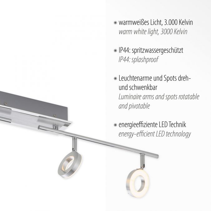 Paul Neuhaus LED Deckenstrahler, aluminiumfarben, schwenkbar, runde Leuchtköpfe, modern Kostenloser Versand international