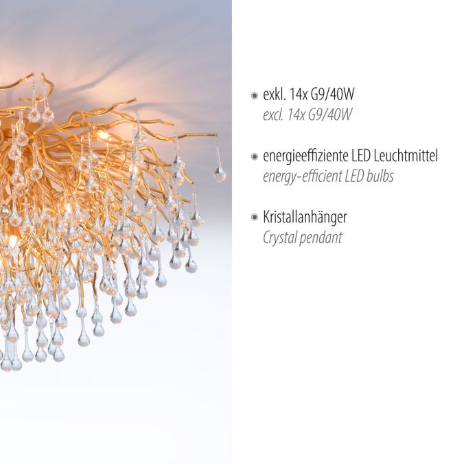 Paul Neuhaus Deckenleuchte, Altmessing Optik, 280 Glasprismen, LED fähig Speichern exportieren