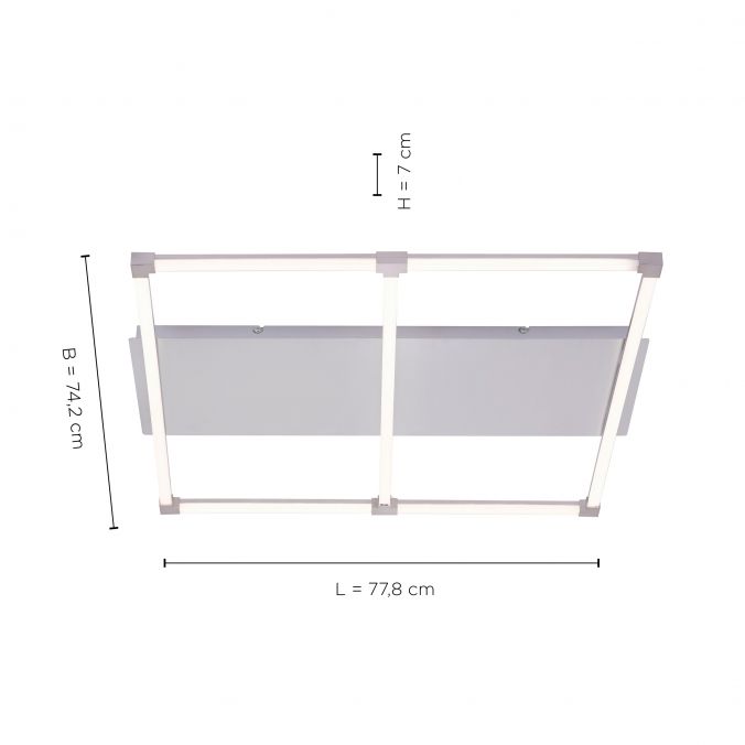 Paul Neuhaus LED Deckenleuchte, stahlfarben, quadratisch, modern, 78x74cm Im Verkauf