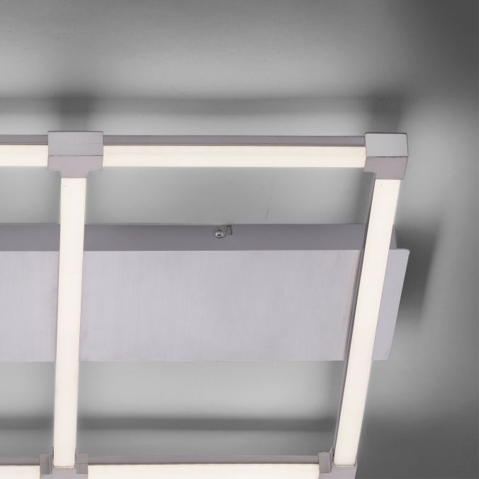 Paul Neuhaus LED Deckenleuchte, stahlfarben, quadratisch, modern, 58x54cm, warmweiß zollfrei