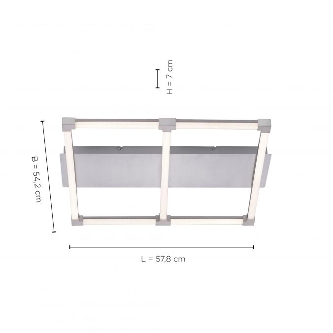 Paul Neuhaus LED Deckenleuchte, stahlfarben, quadratisch, modern, 58x54cm, warmweiß zollfrei