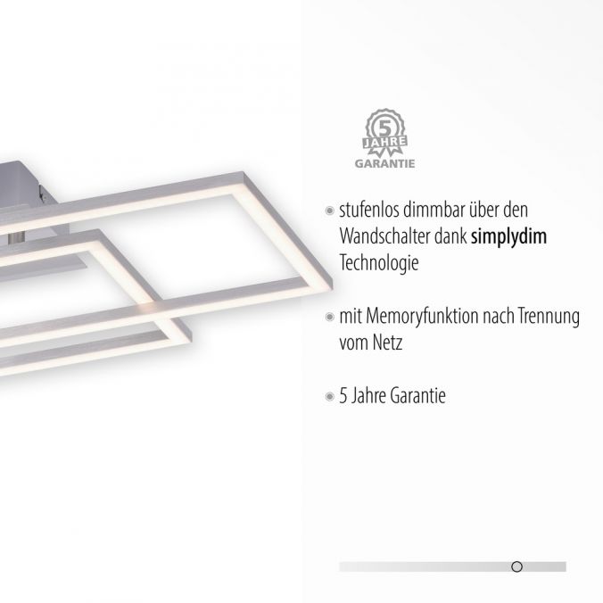 Paul Neuhaus LED Deckenleuchte, stahl, inkl. Dimmfunktion, modern, energieeffizient 50% Rabatt für begrenzte Zeit