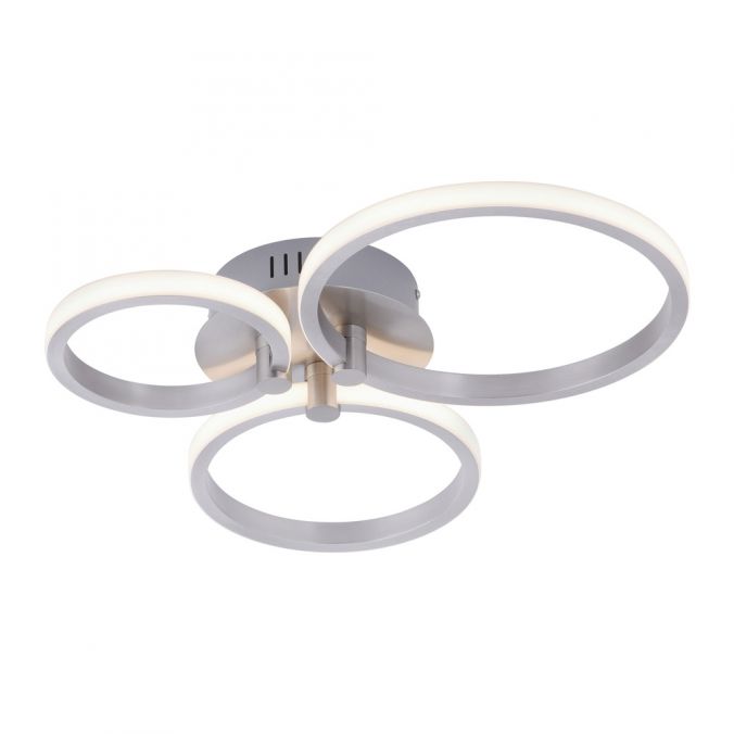 Paul Neuhaus LED Deckenleuchte, stahlfarben, 3 Lichtringe, modern, rund, design