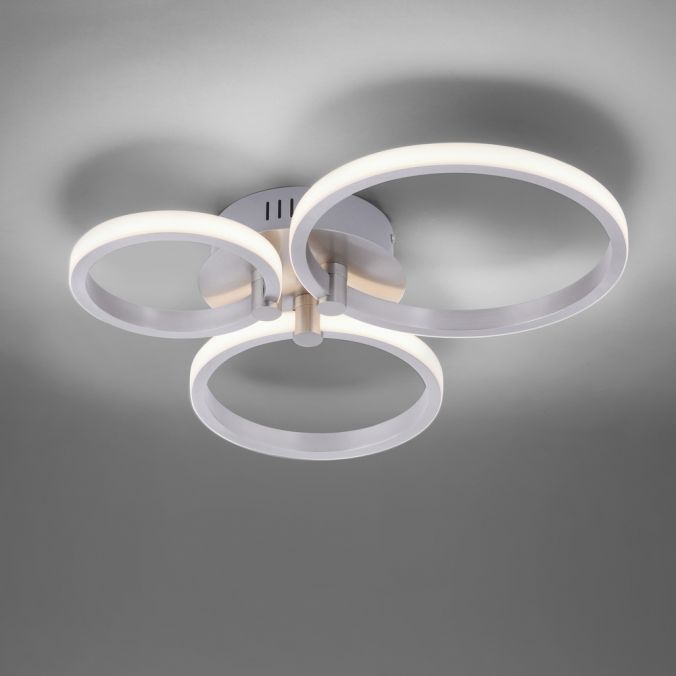 Paul Neuhaus LED Deckenleuchte, stahlfarben, 3 Lichtringe, modern, rund, design Hotsell
