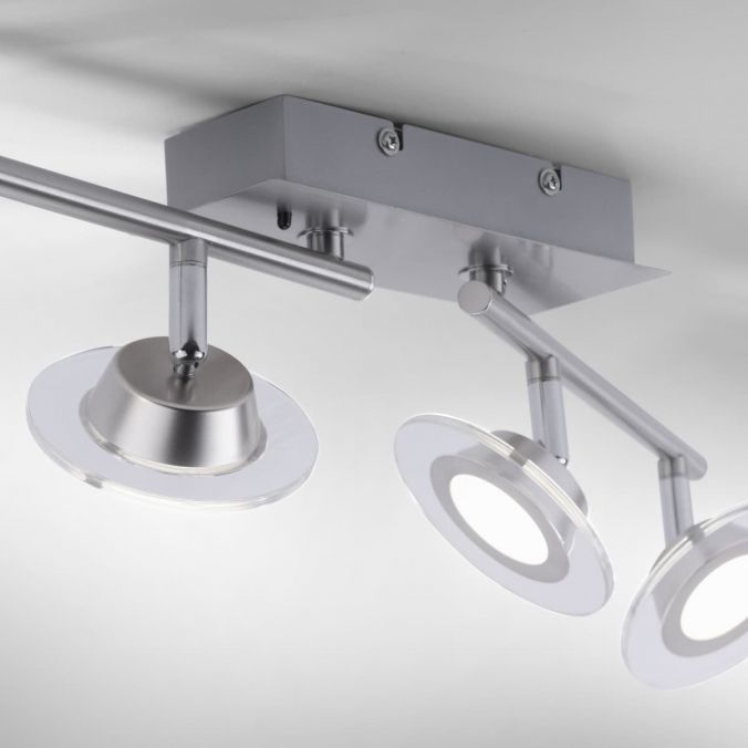 Paul Neuhaus LED-Deckenleuchte, stahlfarben, 4-flammig, modern, Fernbedienung, dimmbar im Angebot
