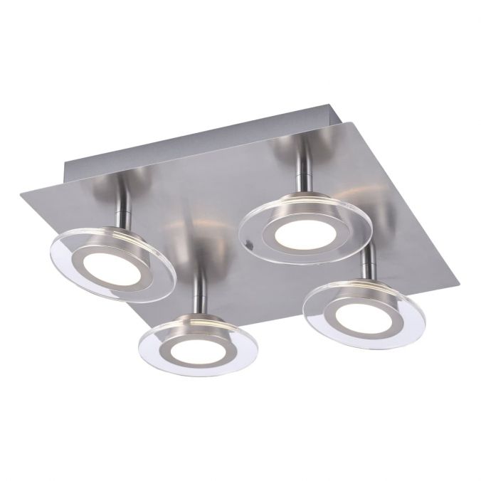 Paul Neuhaus LED-Deckenleuchte, 4-flammig, modern, stahlfarben, quadratisch