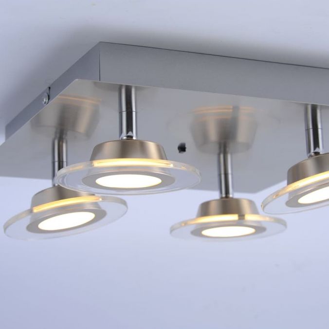 Paul Neuhaus LED-Deckenleuchte, 4-flammig, modern, stahlfarben, quadratisch Günstiger Verkauf