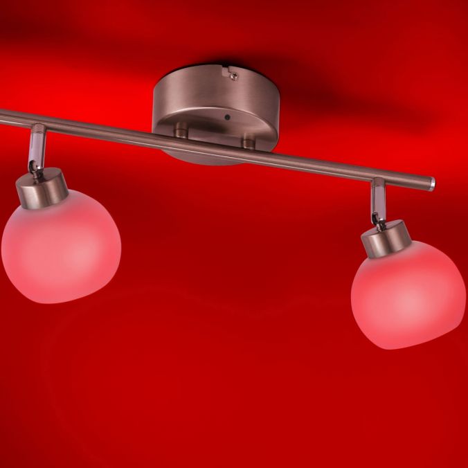 Paul Neuhaus LED-Deckenleuchte, stahlfarben, 2-flammig, Opalglas, inkl. Fernbedienung Limitierter Zeitrabatt
