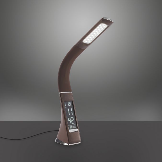 Paul Neuhaus LED Tischleuchte, braun, Schreibtisch, Dimmfunktion, Anzeige für Uhrzeit Sonderangebot