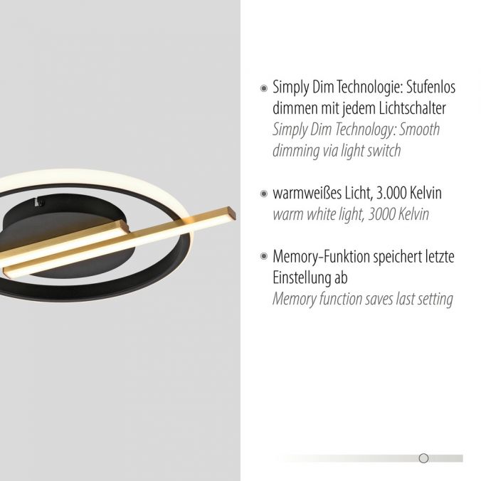 Paul Neuhaus LED Deckenleuchte messing matt modern SimplyDim Memoryfunktion Rabatt