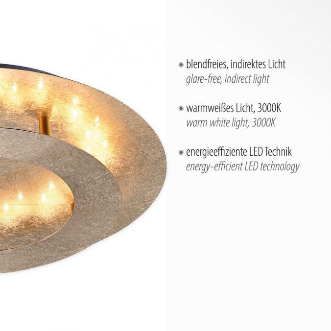Paul Neuhaus LED-Deckenleuchte, Blattgoldoptik,Ø40cm, rund, warmweißes Licht Exklusivangebot