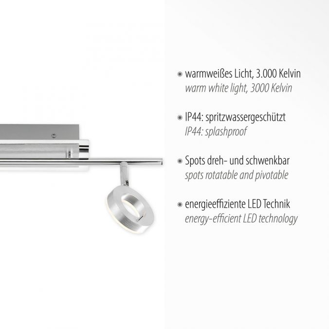 Paul Neuhaus LED-Deckenstrahler, Aluminium, 2 Leuchtköpfe, warmweiße Lichtfarbe, modern Preisnachlass
