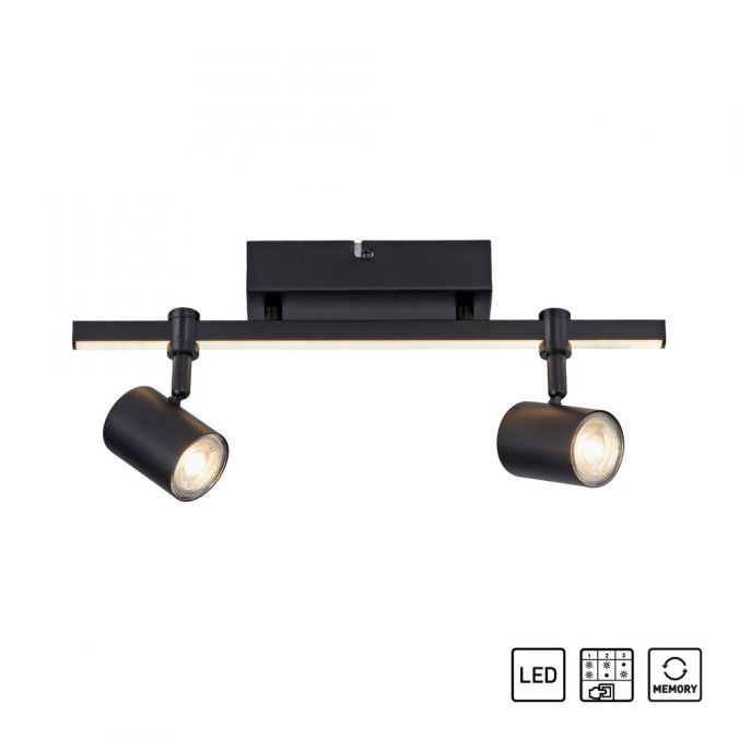 Paul Neuhaus LED Deckenlampe 2 flammig mit LED Board schwarz drehbar Memoryfunktion