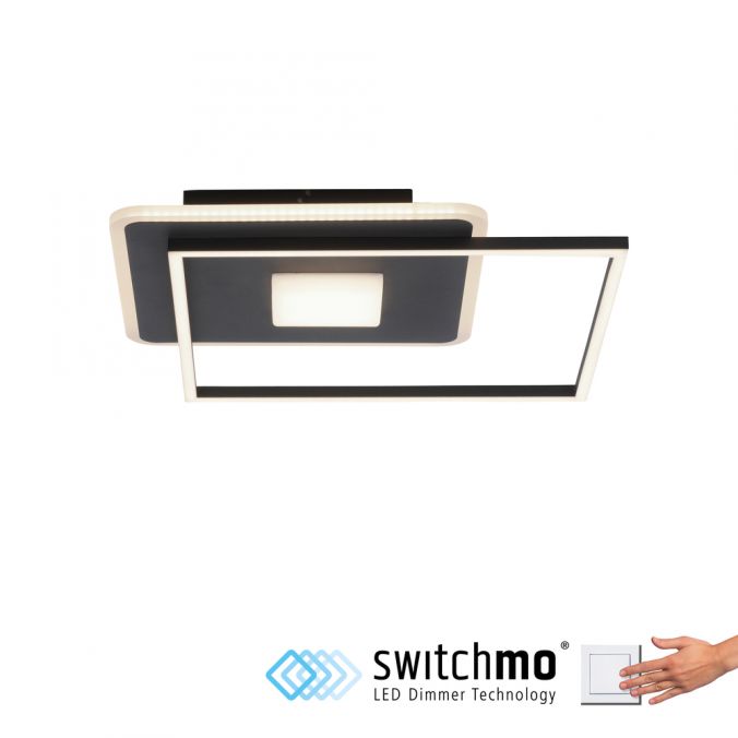 Paul Neuhaus LED Deckenleuchte eckig Switchmo schwarz 3 Stufen Dimmung modern