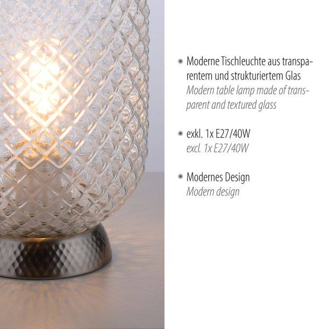 Paul Neuhaus LED Tischleuchte silber Lichtspiel geriffelt Klarglas Schnurschalter Valentinstagsangebot