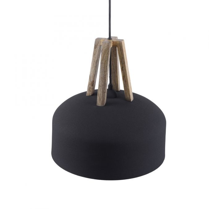 Paul Neuhaus LED Pendelleuchte 32x32x120cm 1 flammig matt schwarz mit Holz und Goldoptik Jubiläumsangebot