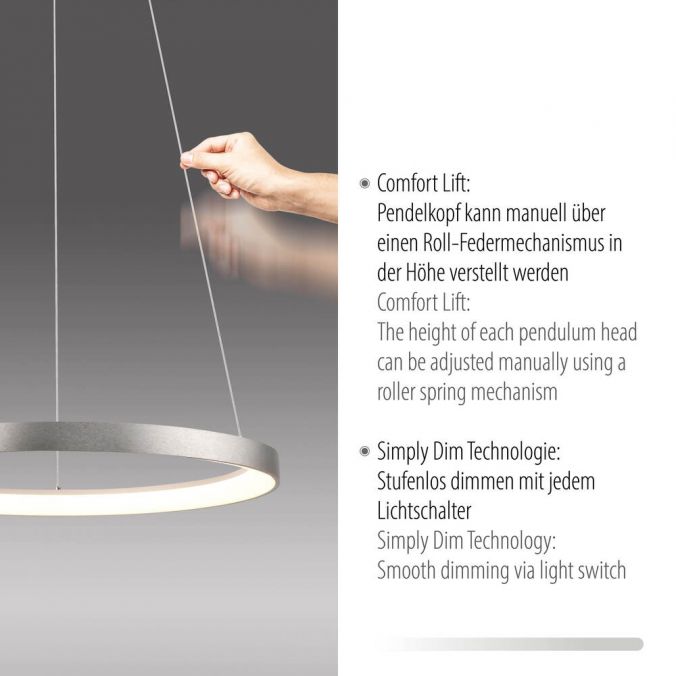 Paul Neuhaus LED Pendelleuchte aluminium höhenverstellbar dimmbar Memoryfunktion Zeitlich begrenztes Angebot