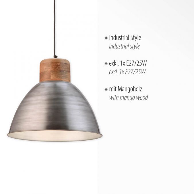Paul Neuhaus Pendelleuchte, eisenfarben, Holzdekor, Industrial-Stil, Retro Stil Exklusive Angebote