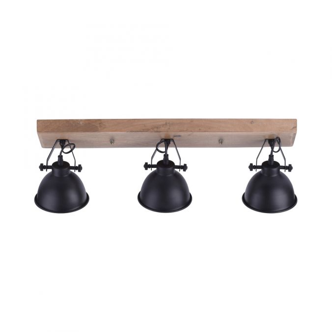 Paul Neuhaus Deckenleuchte, schwarz, 3-flg, Retro-Optik, Vintage Stil, Holzbalken