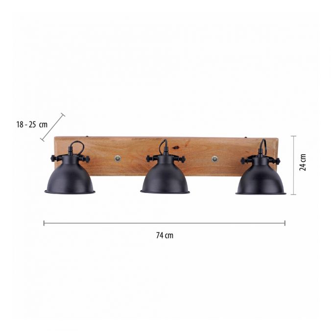 Paul Neuhaus Deckenleuchte, schwarz, 3-flg, Retro-Optik, Vintage Stil, Holzbalken Bestseller