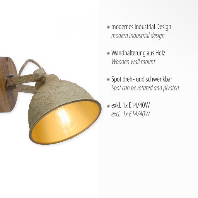 Paul Neuhaus LED Wandlampe 1 flammig beige retro schwenkbar Industrie Style Kauf eins, bekomm eins gratis