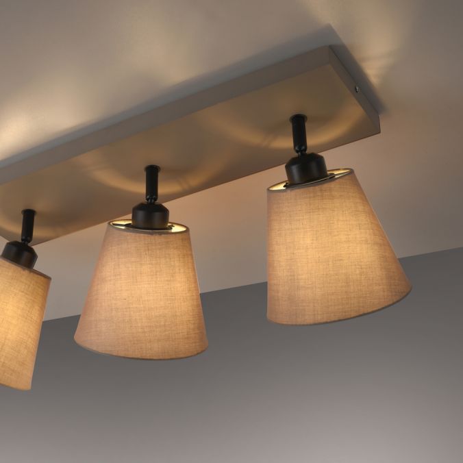 Paul Neuhaus LED Deckenlampe 3 flammig Farbe rechteckig taube drehbar Stoffschirm Sonderangebote