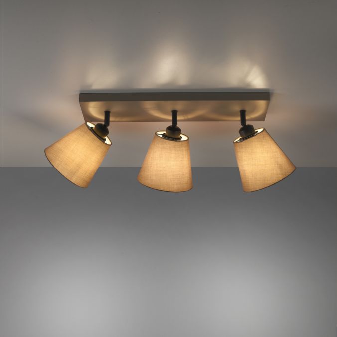 Paul Neuhaus LED Deckenlampe 3 flammig Farbe rechteckig taube drehbar Stoffschirm Sonderangebote