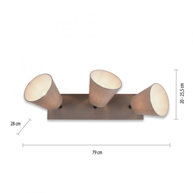 Paul Neuhaus LED Deckenlampe 3 flammig Farbe rechteckig taube drehbar Stoffschirm Sonderangebote