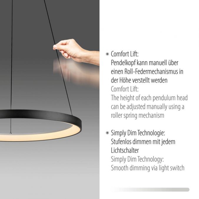 Paul Neuhaus LED Pendelleuchte schwarz höhenverstellbar dimmbar Memoryfunktion Wochenangebot