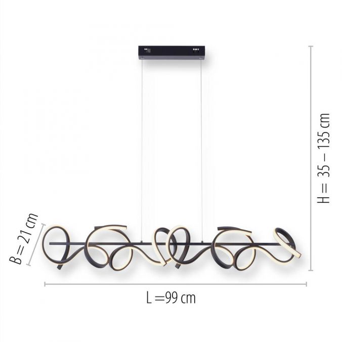 Paul Neuhaus LED Pendelleuchte, schwarz, geschwungenes Design, Dimmfunktion, modern Begrenzte Freigabe